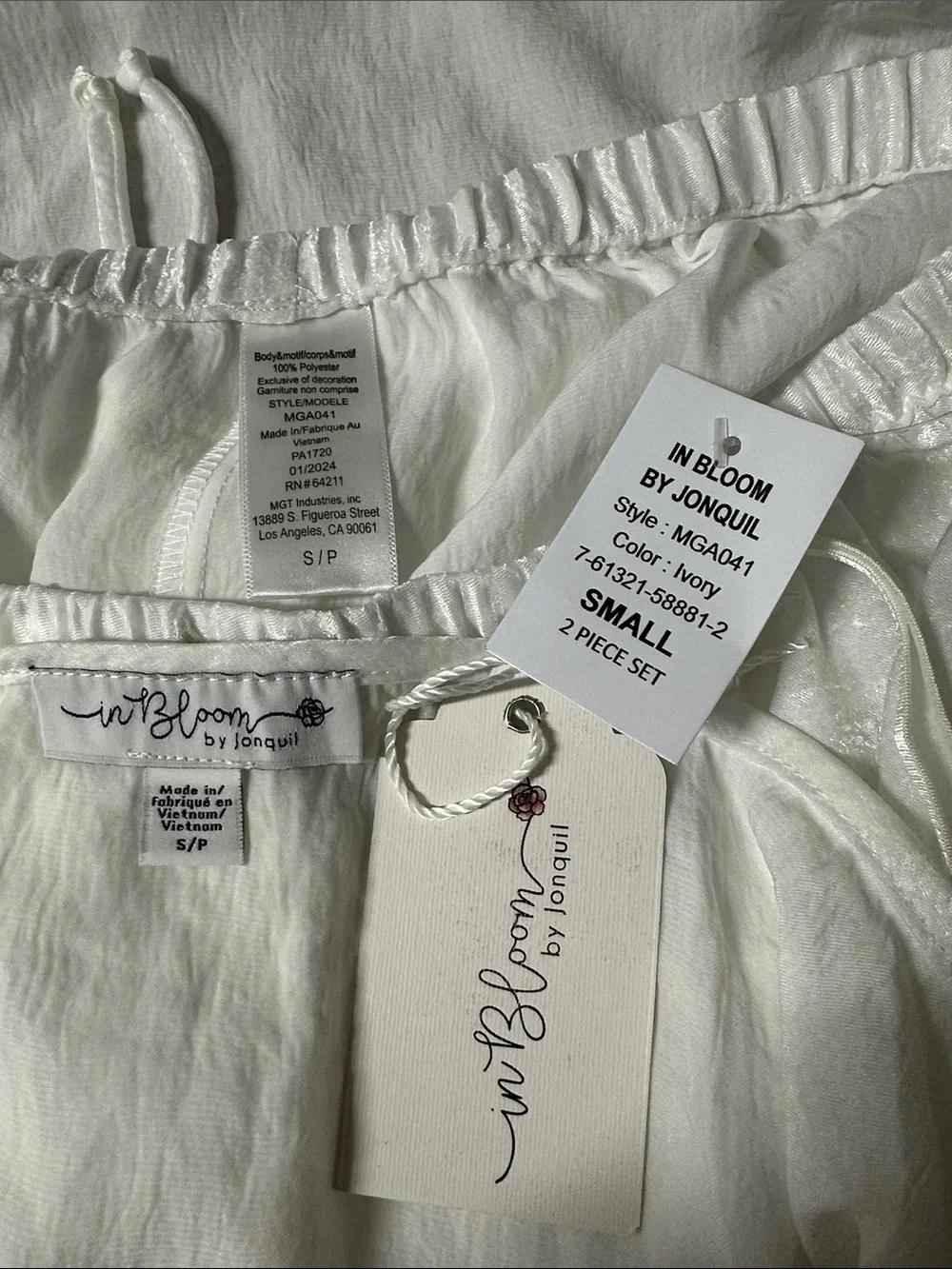 NWT In Bloom by Jonquil - Satin & Lace Shorty Coordinating Pajama Set Sz S